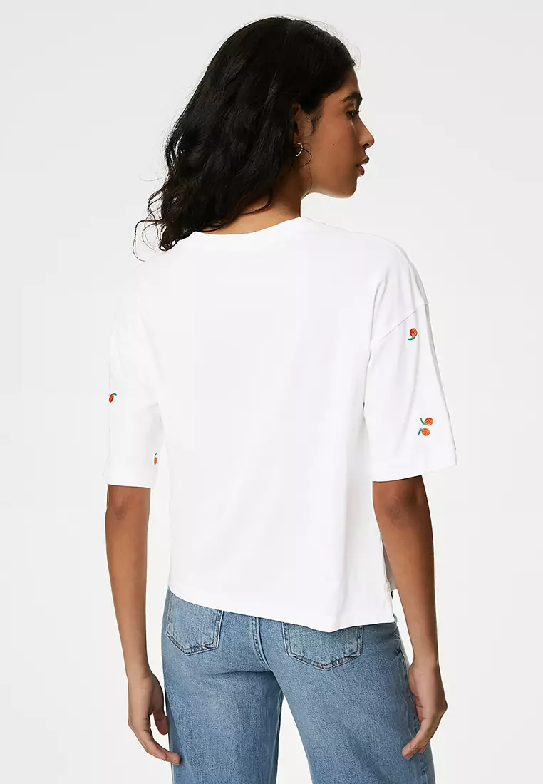 Pure Cotton Embroidered T-Shirt