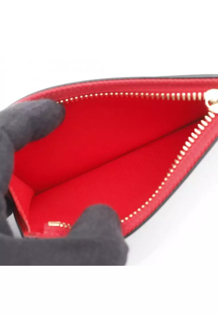 Pre-Loved CHRISTIAN LOUBOUTIN LOUBI54 ZIPPED CARD HOLDER Ruby 54 card case leather black