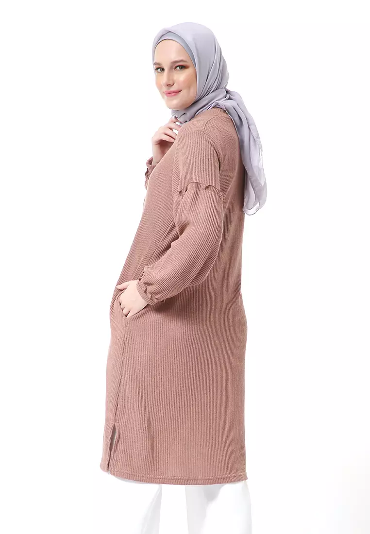 Layvina Tunik Polos Muslimah Lengan Panjang Premium High Quality Fashion - Rose Tan