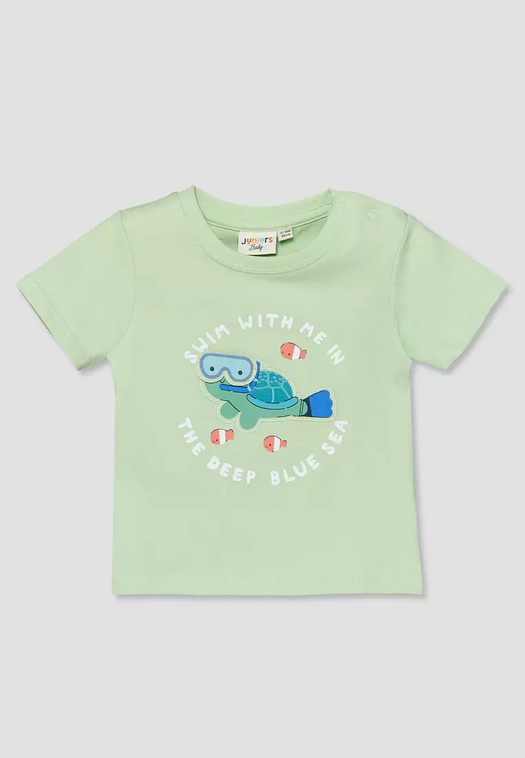Babyshop Set Of 3 Juniors Crew Neck Short Sleeves T-Shirt And Shorts Set With Applique Detail