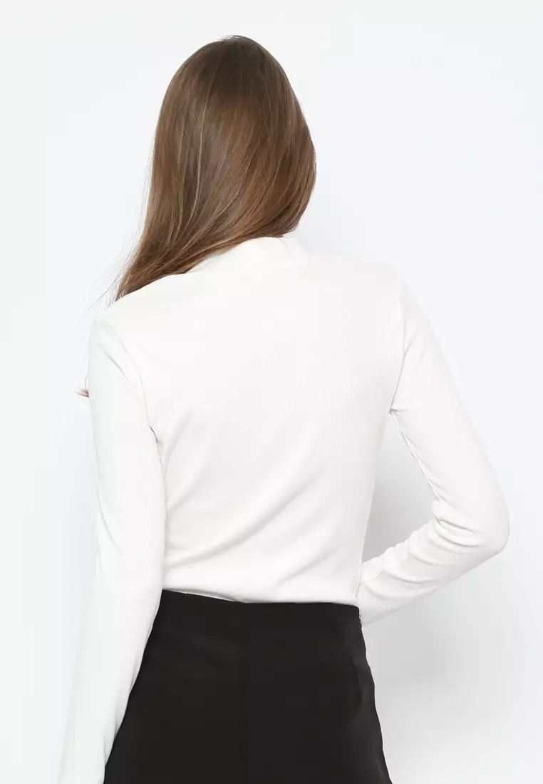 OFF WHITE RIB HIGH NECK T-SHIRT