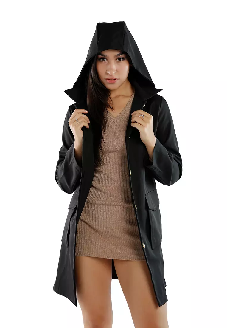 Buy London Rag Black Long Belted Coat with Hood 2024 Online | ZALORA ...