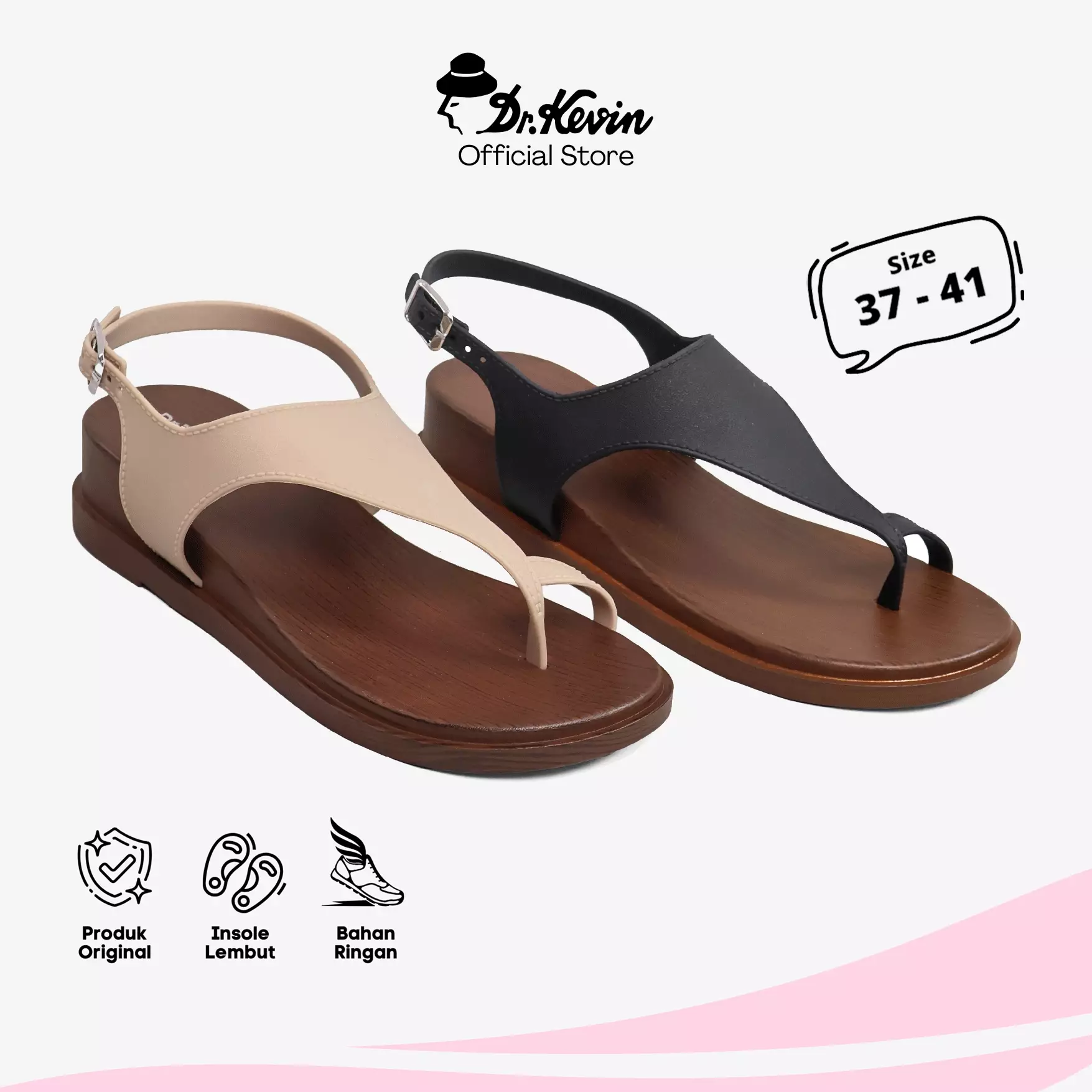 Dr. Kevin Sepatu Sandal Wanita Hak Rata Wedge Sling Back Flat Sandals 561-112
