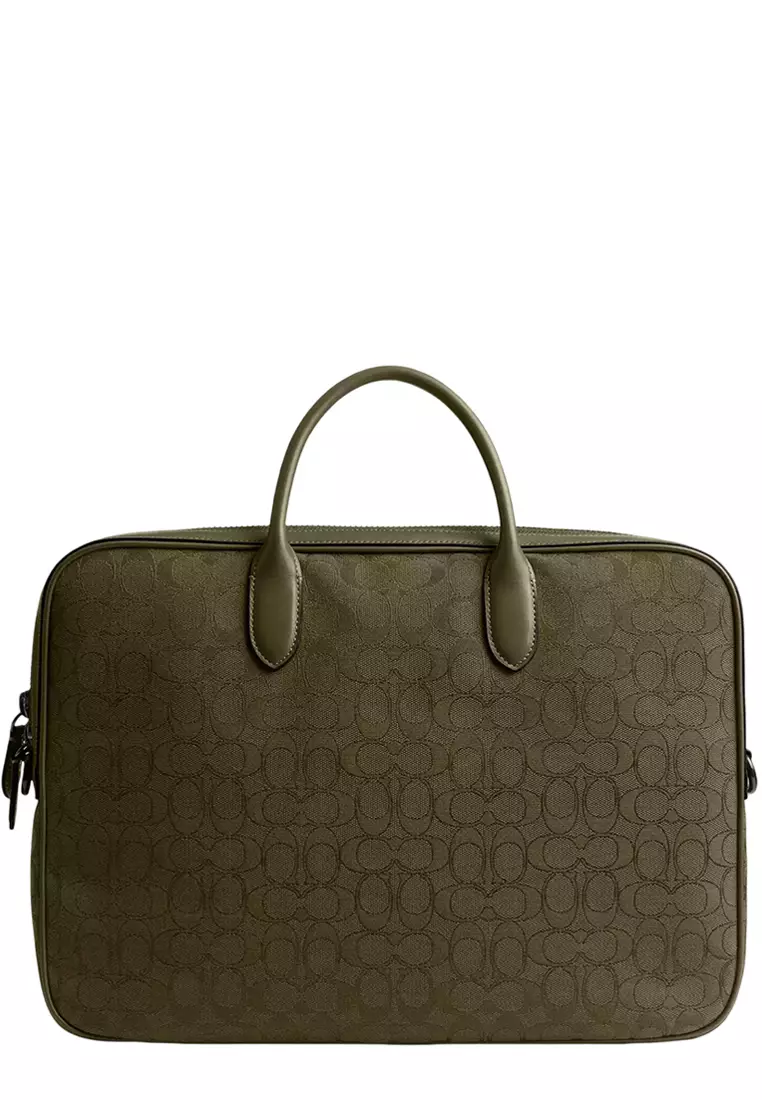 Theo Work Bag In Signature Jacquard - Olive Drab CAK97