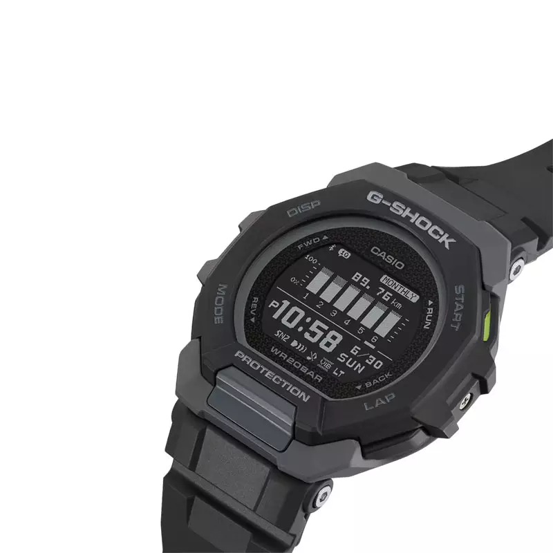 Jam Tangan Pria Casio G-Shock GBD-300-1DR G-Squad Black Digital Dial Black Resin Band