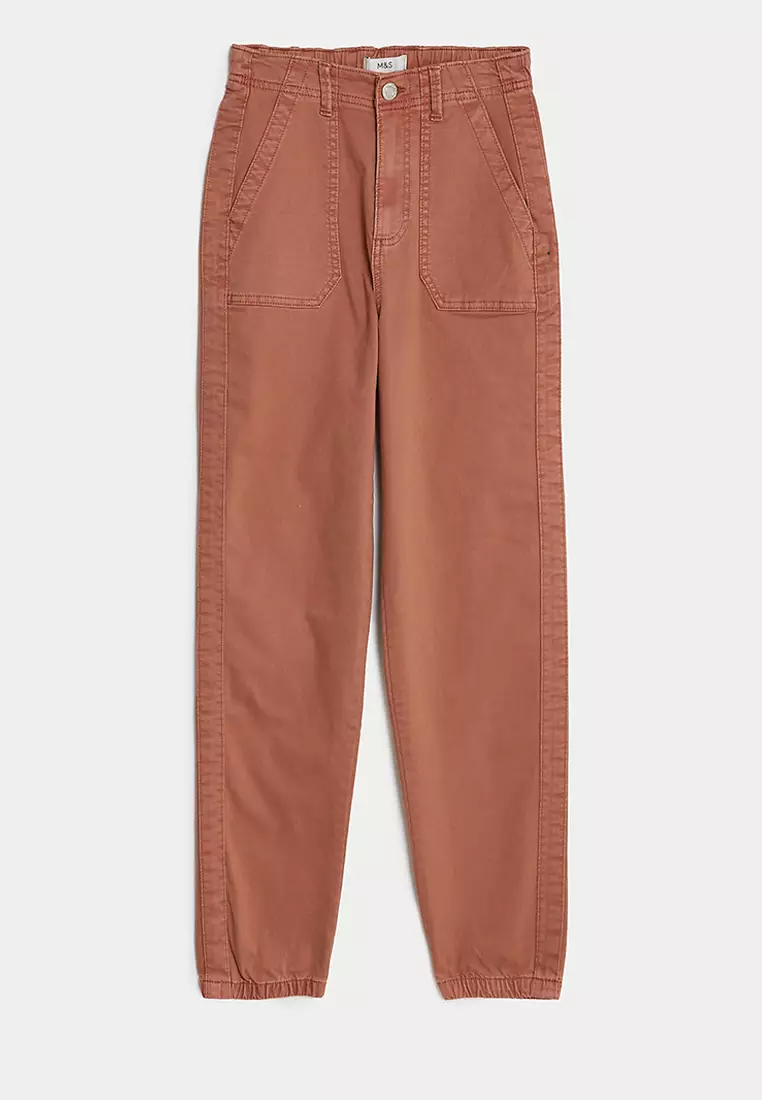 Cotton Blend Slim Fit Ankle Grazer Joggers