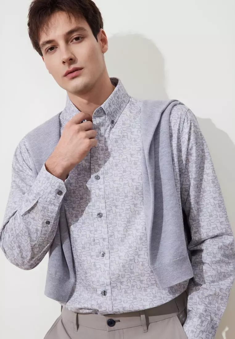 G2000 Wrinkle-Free Horseshoe Digital Print Comfort Fit Twill Casual Shirt