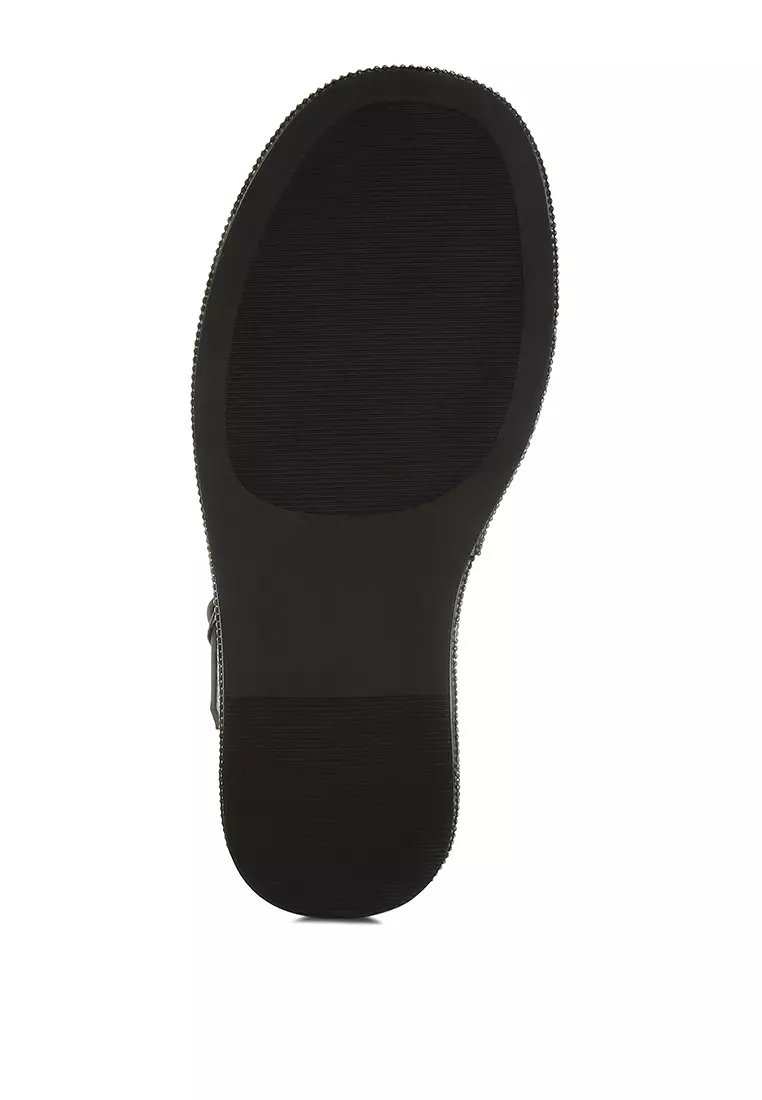 Rhinestone Embellished Flatform Sandals in Pewter