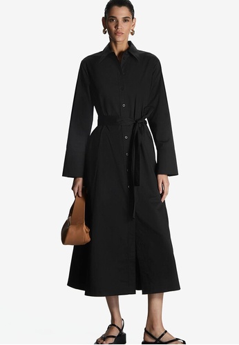 COS black Belted Midi Shirt Dress 23D30AA237106EGS_1