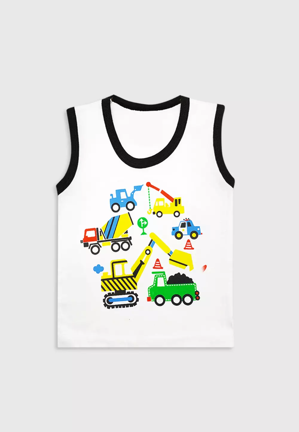 Wakakids Baju Singlet Bayi Anak Laki Laki Motif Tractor Setelan Kaos Usia 6 Bulan Hingga 12 Bulan 4061 Hitam
