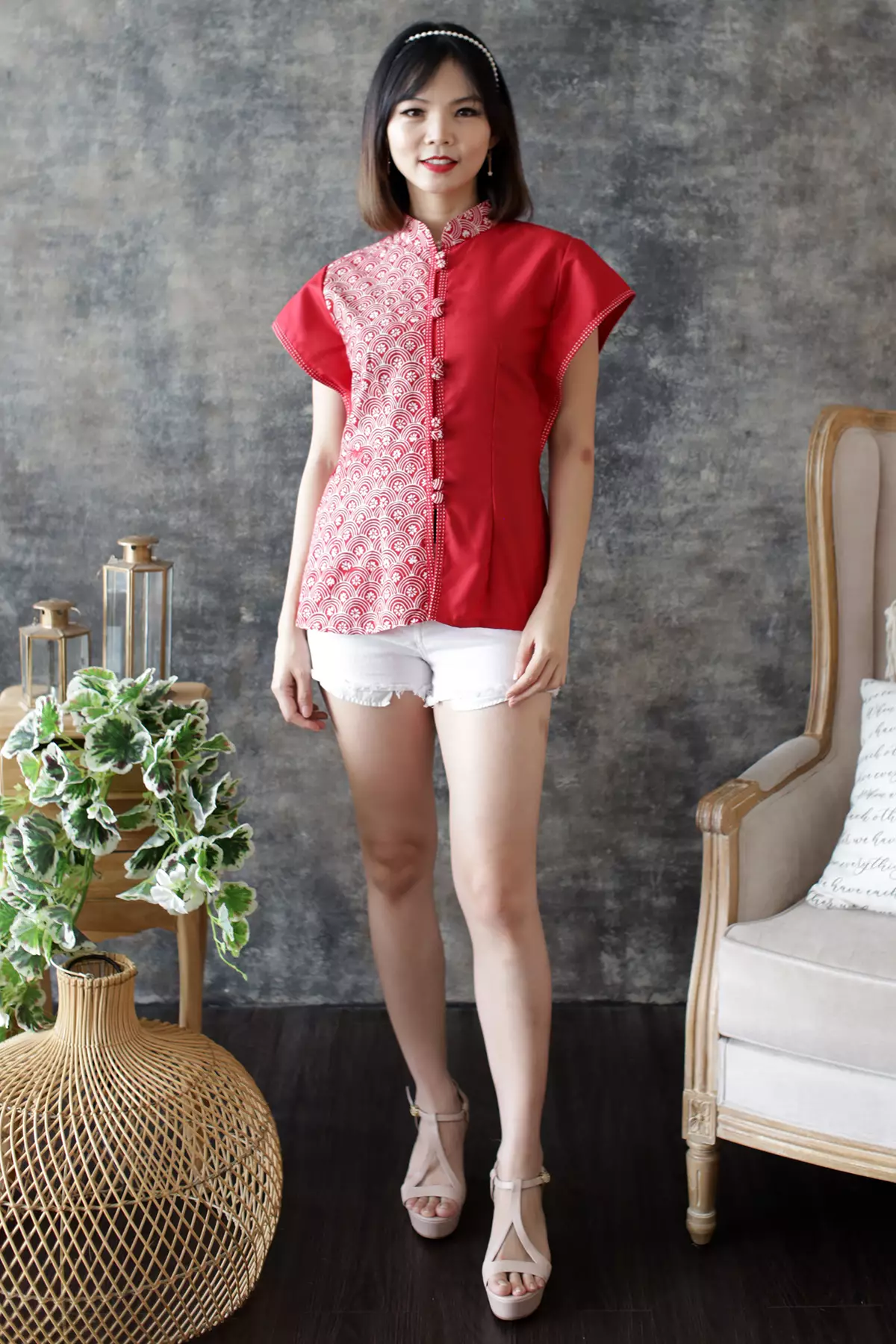 Ratimaya Sisik Ikan Merah Blouse Batik