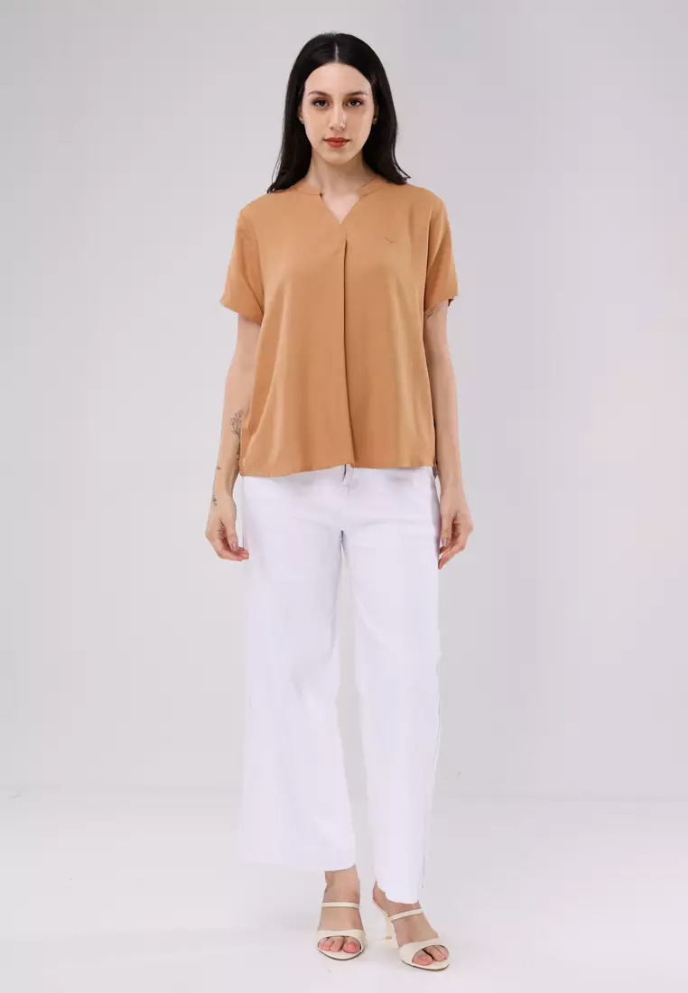 Woven Boldtwill Plain Short Sleeve Blouse