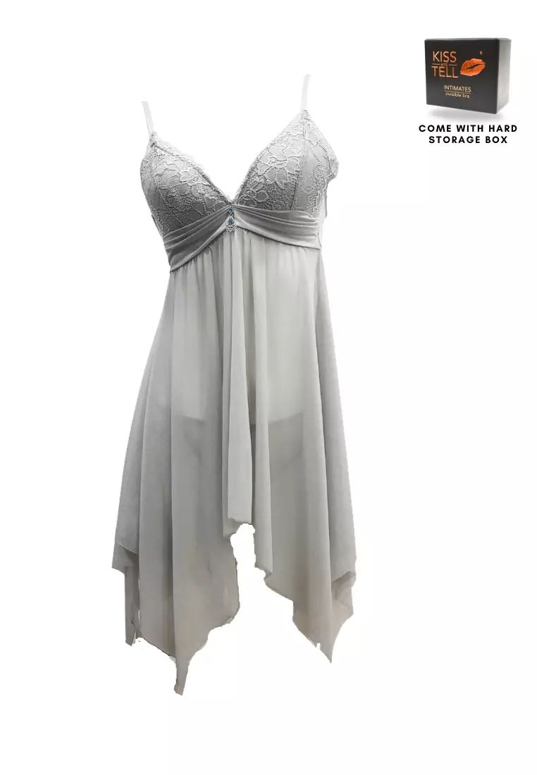 Premium Elvira Lingerie Corset Night Gown Nighties Teddy in Grey