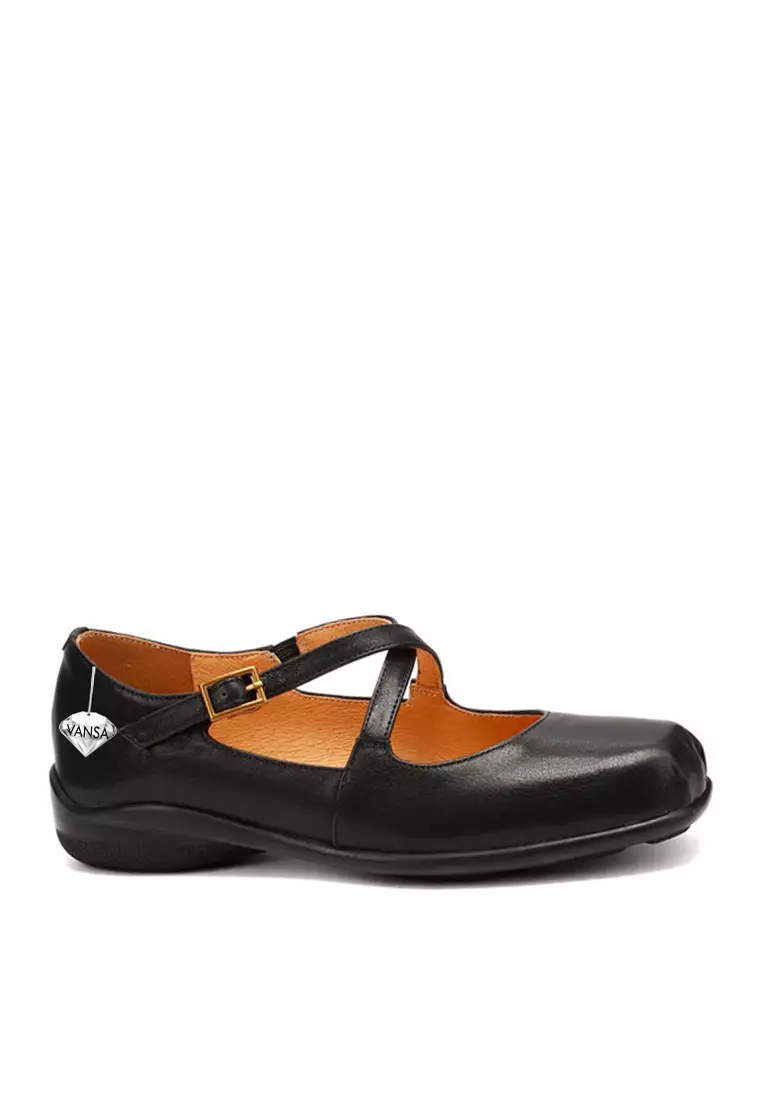 Discount on Twenty Eight Shoes  shoes - SKU: VANSA Top Layer Cowhide Cross Strap Low Heel Shoes VSW-F-C36