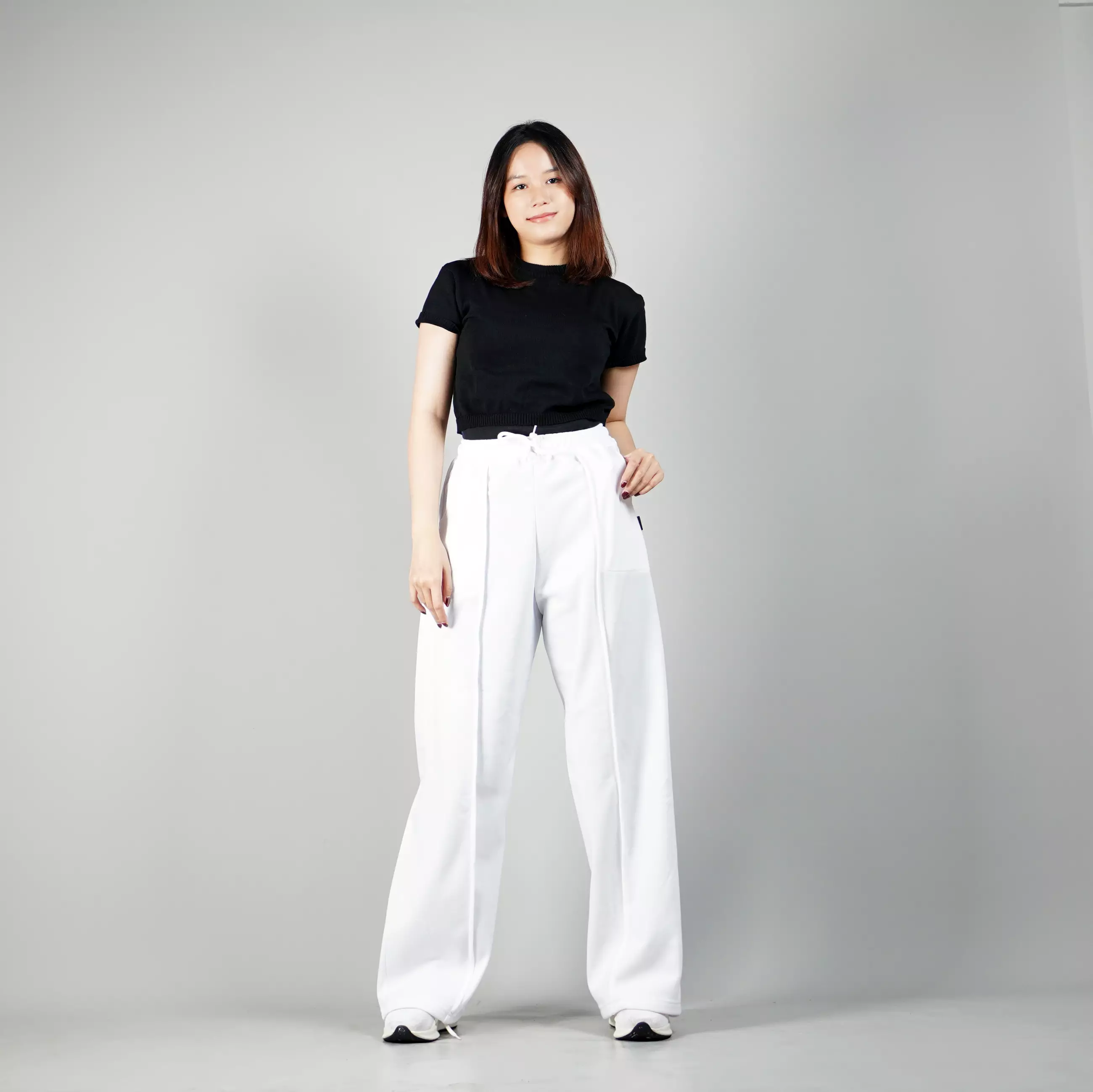 JENNIE Celana Panjang Wanita Celana Panjang Putih Loose Pants Wanita - PUTIH