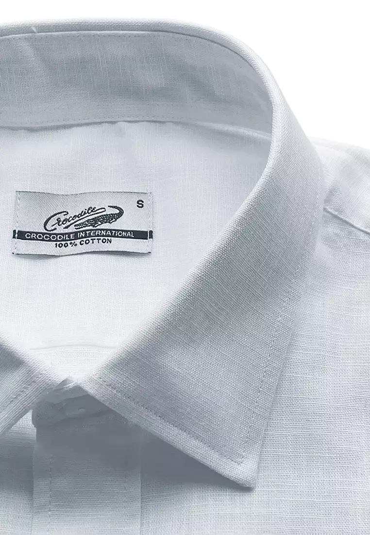 Crocodile LINE White 11 - Men Shirt Kemeja Lengan Pendek - Relax Fit