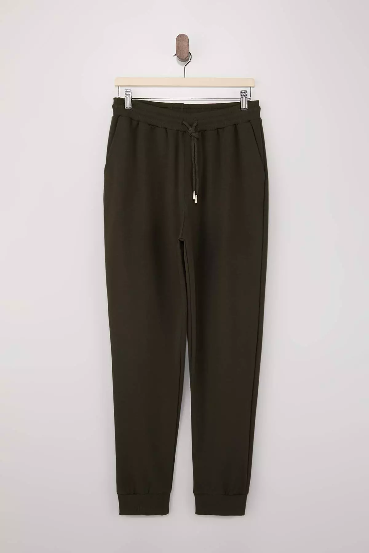 Khaki Basic Regular/Normal Cut Elastic Cuff Jogger Sweatpants Tmnss20Ea0053