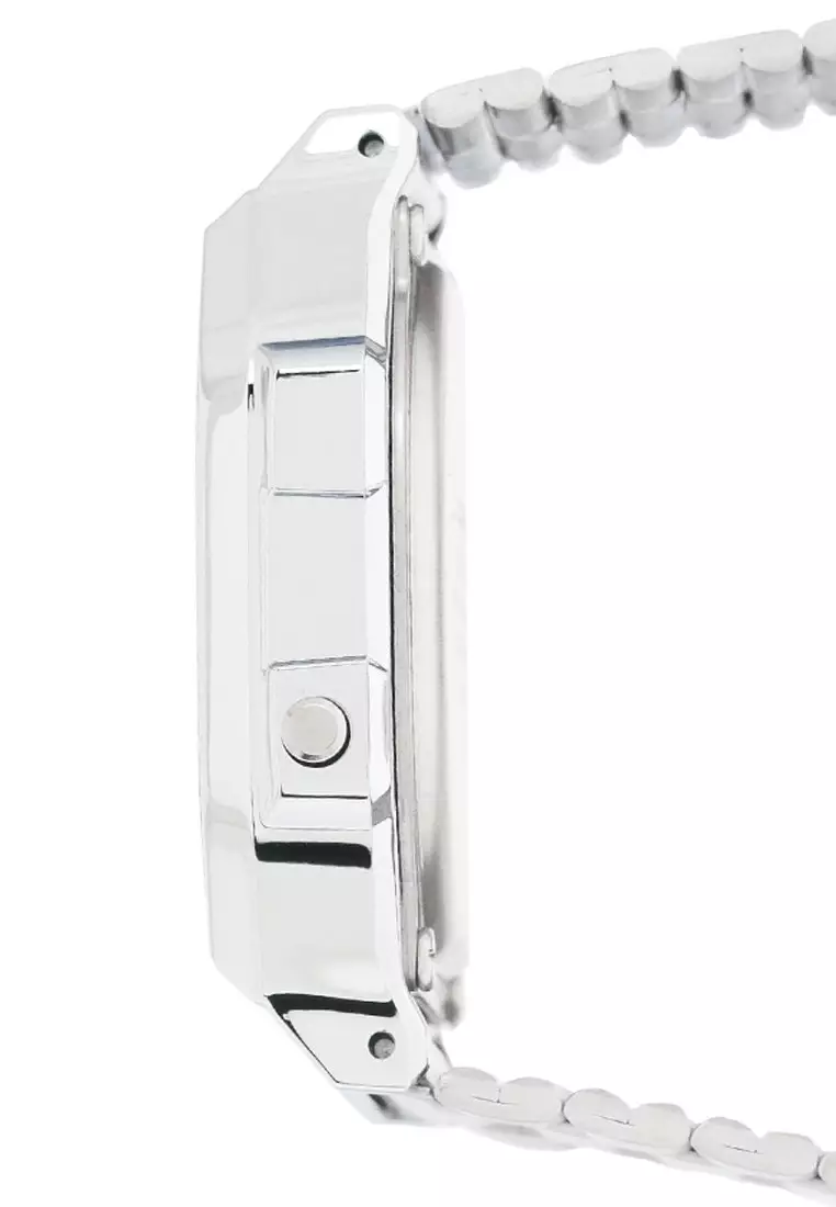 Casio Jam Tangan - Silver Black - Stainless Steel - A168WA-1WDF