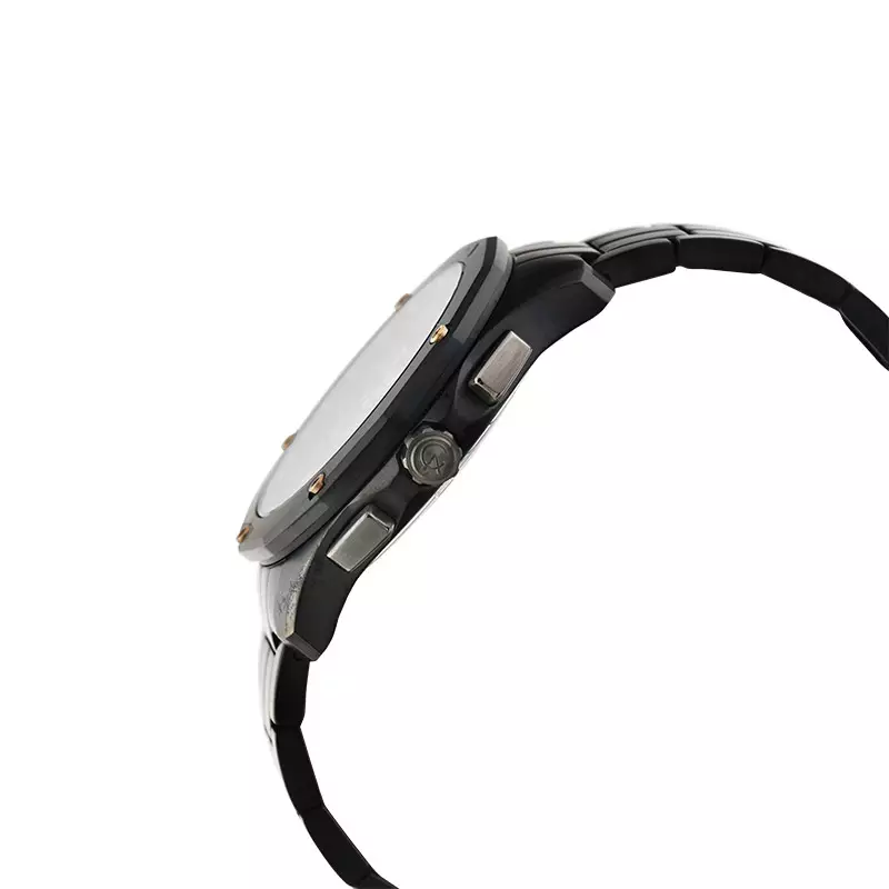 Jam Tangan Pria Alexandre Christie Chronograph AC 6663 MC BGBBA Men Black Dial Black Stainless Steel Strap