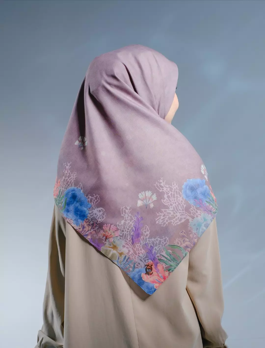 CASPIA Scarf Coffee Latte - Kerudung Hijab Segiempat Motif With BOX - Bahan Nesla - Ukuran 115x115