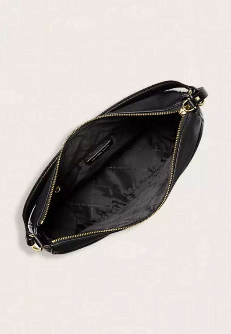 Michael Kors Dover Large Half Moon Shoulder Leather Black