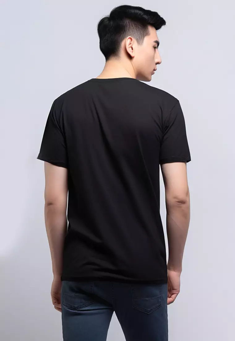 MTH40 Kaos Pria Simple Jepang Katakana belly t-shirt unisex black