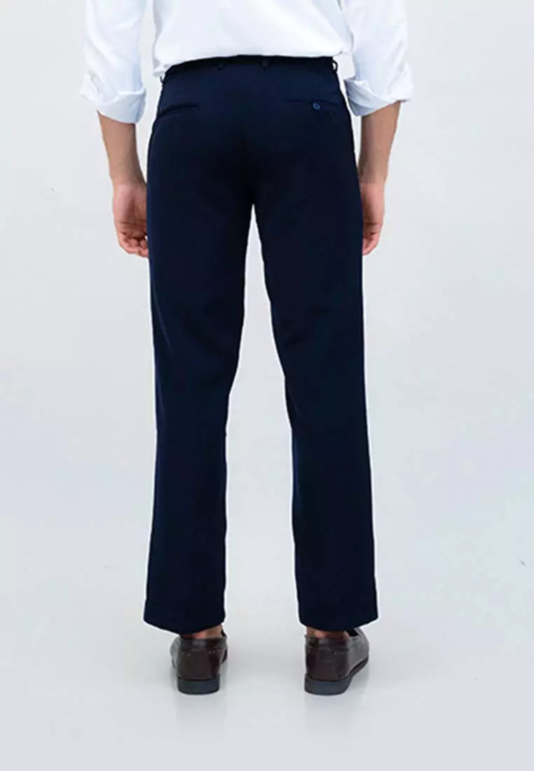 Celana bahan kerja reguler panjang formal lurus (BUKAN SLIM FIT) navy