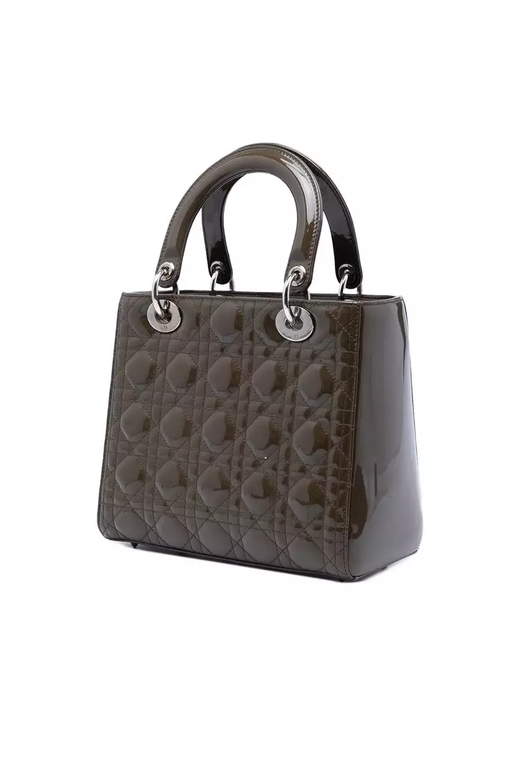 Pre-Loved Dior Medium Patent Cannage Lady Dior