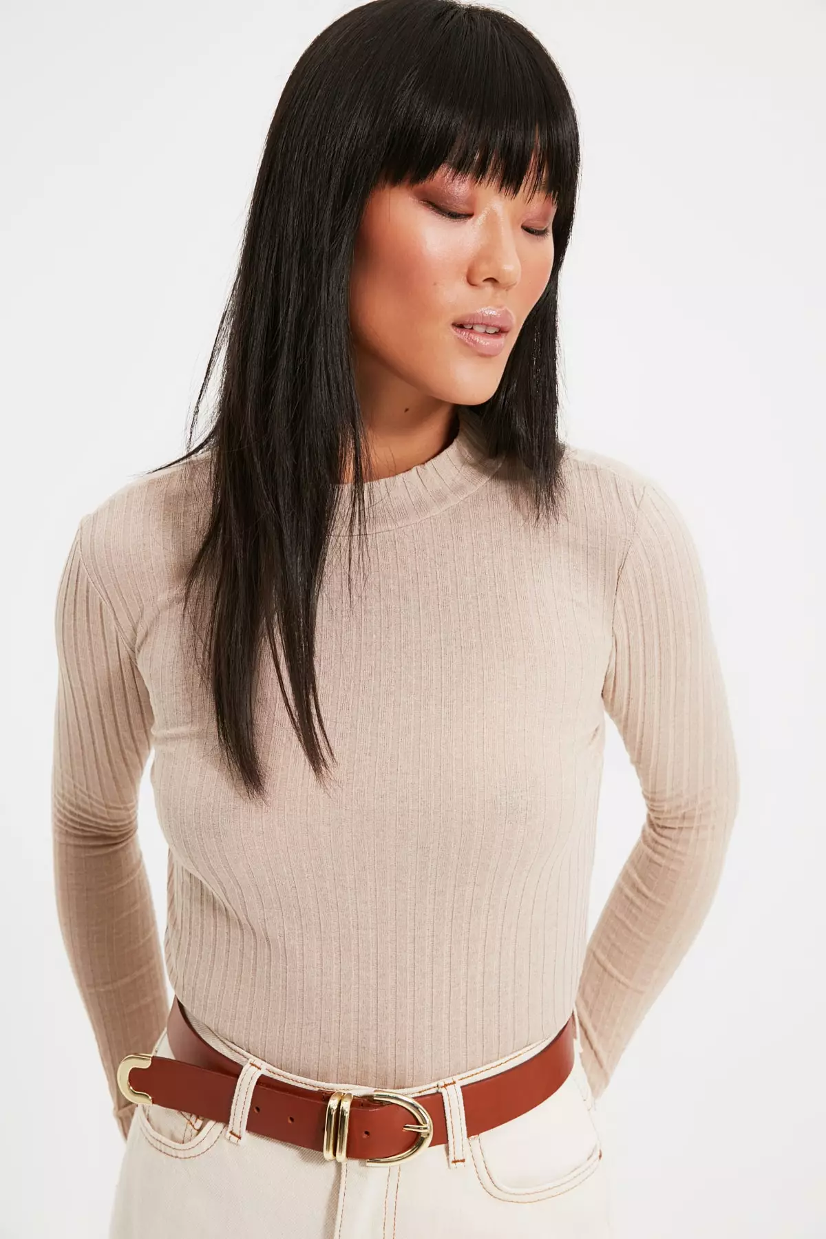 Ribbed High Neck Bodysuit