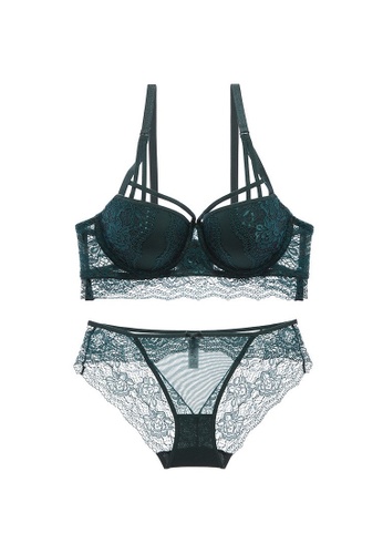 W.Excellence green Premium Green Lace Lingerie Set (Bra and Underwear) F31C3US2B1F380GS_1