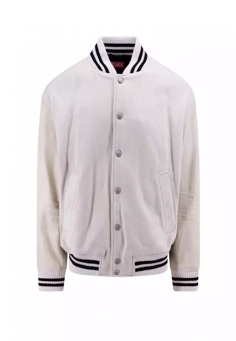 Buy Diesel DIESEL - Wool and leather jacket - White 2023 Online ...