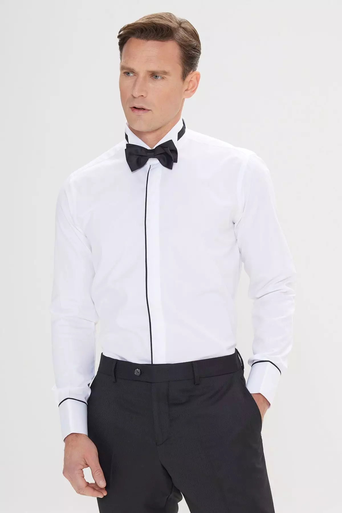 Anti-Wrinkle Slim Fit Cotton Ankle Collar Shirt