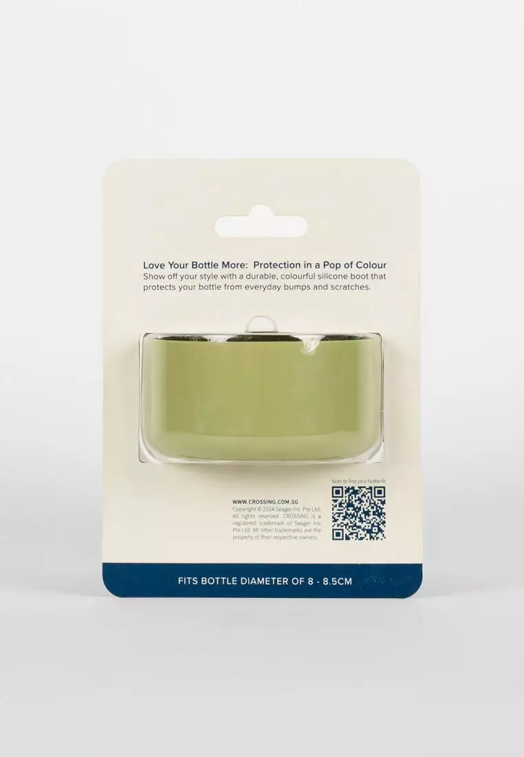 Crossing Silicone Water Bottle Boot - Fits Diameter 7-7.5cm (550ml) Blistered Pack - Moss