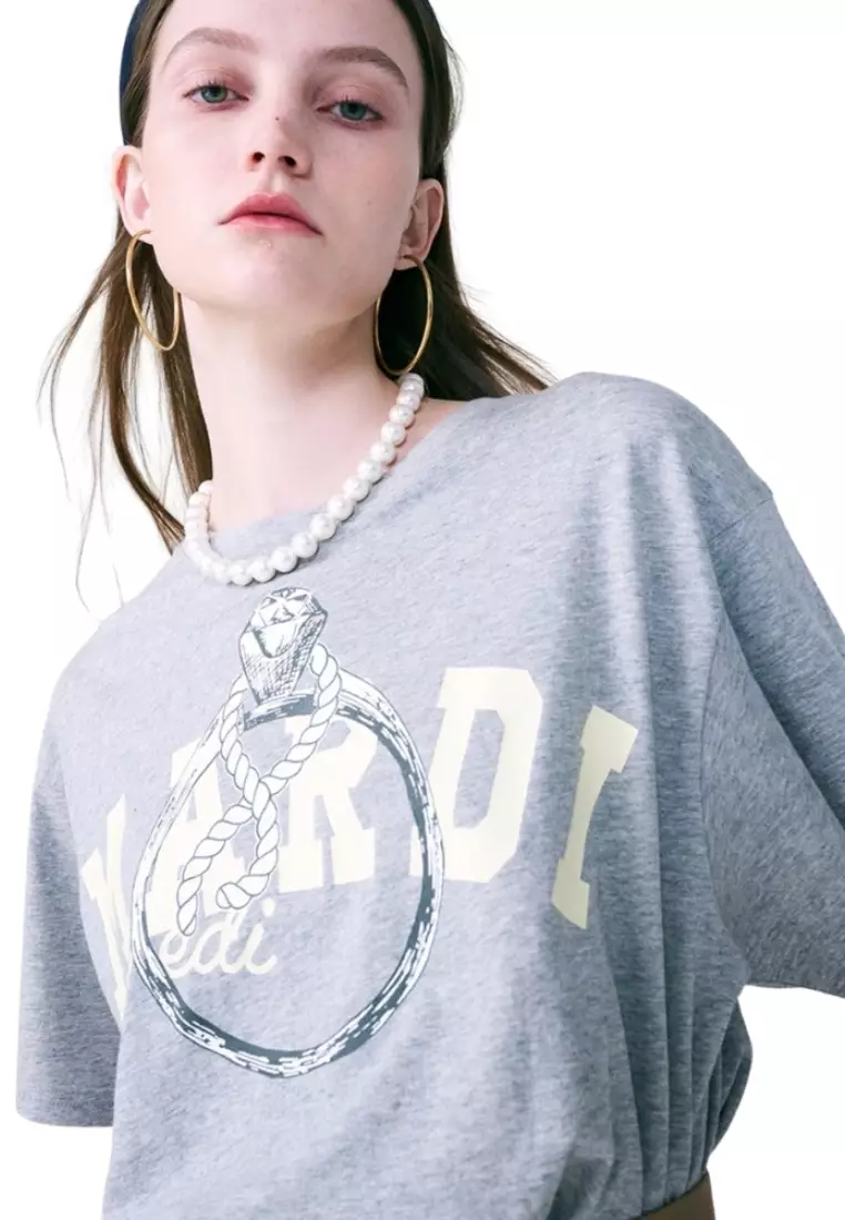 Tshirt Ring with Rock - Grey