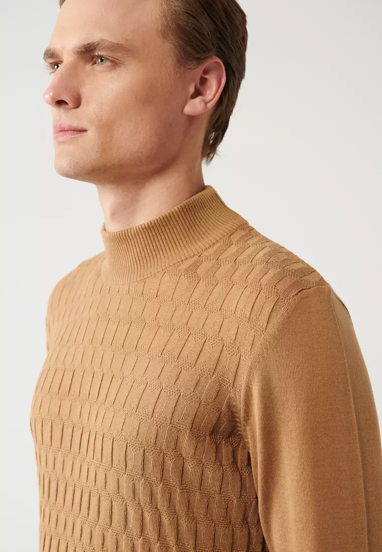Textured Turtleneck Knitwear Sweater