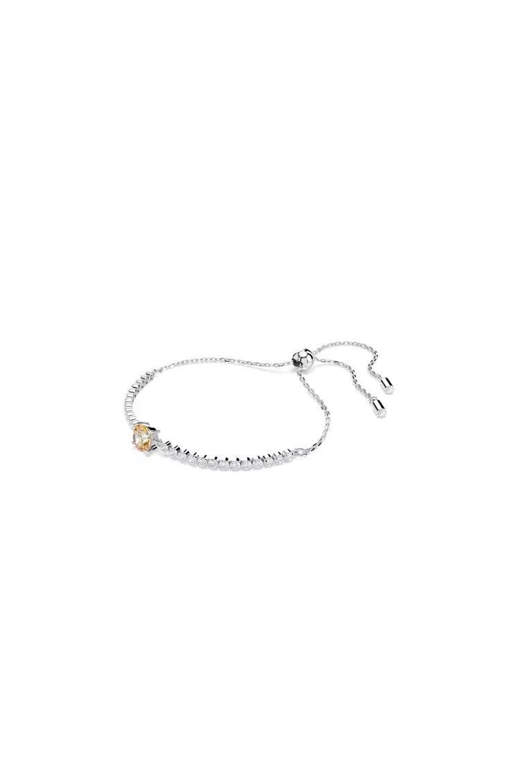 Matrix Tennis bracelet, Mixed cuts, White, Rhodium plated