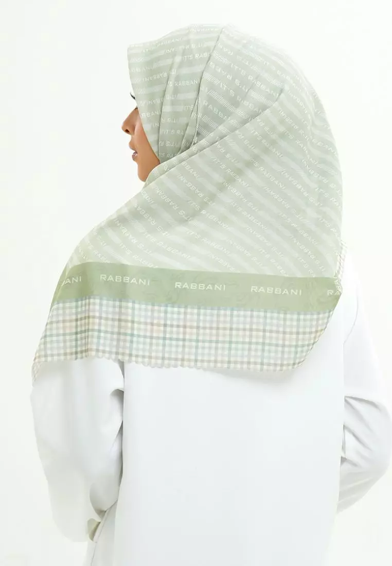 Rabbani - Kerudung Segi Empat Motif Tetra Biani H0 - Green Tea