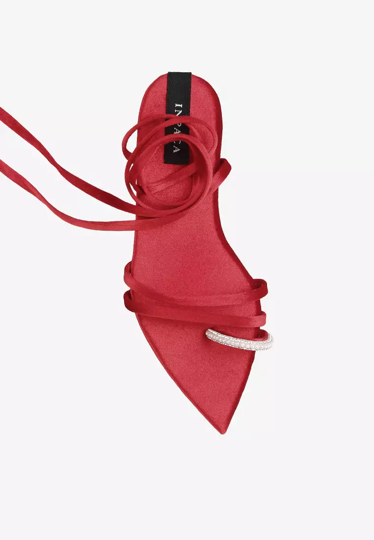 Iride Strappy Sandal in Red - Inpaca