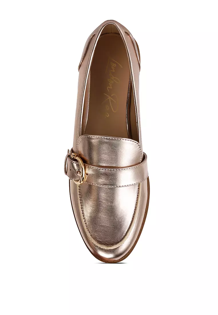 Rose gold penny loafers sales