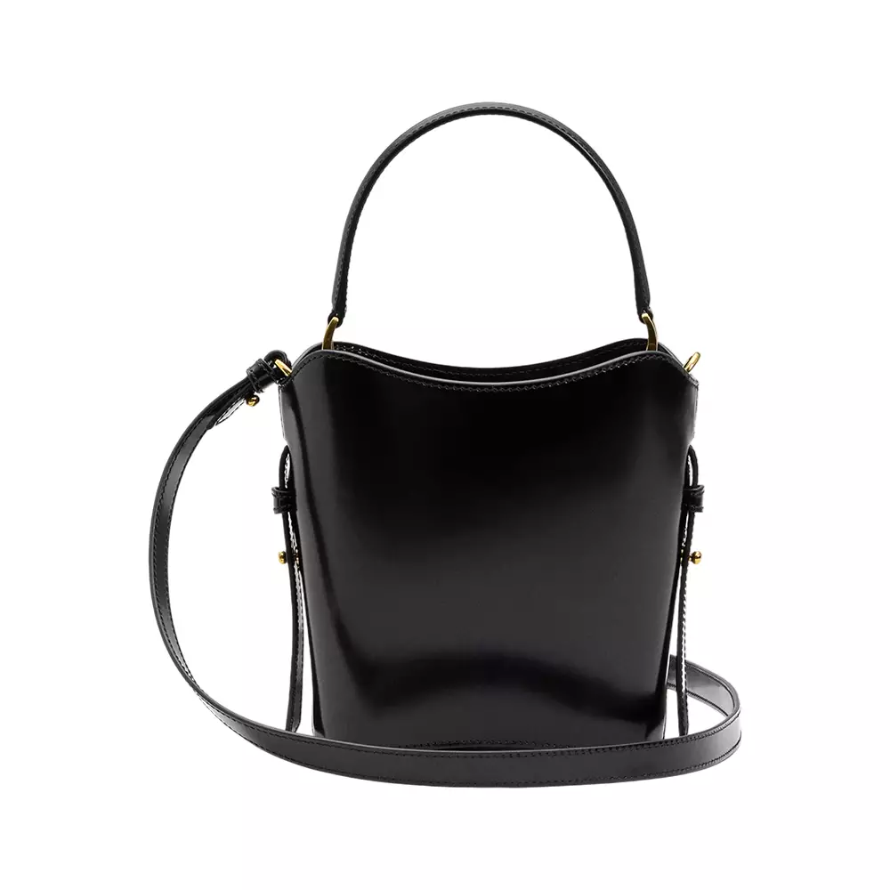 Mini Paris Leather Bucket Bag Black