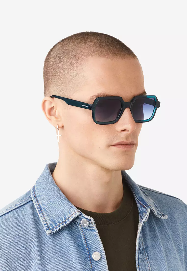 HAWKERS Ocean Blue Denim Minimal Max Sunglasses For Men And Women, Unisex. Official Product Designed In Spain