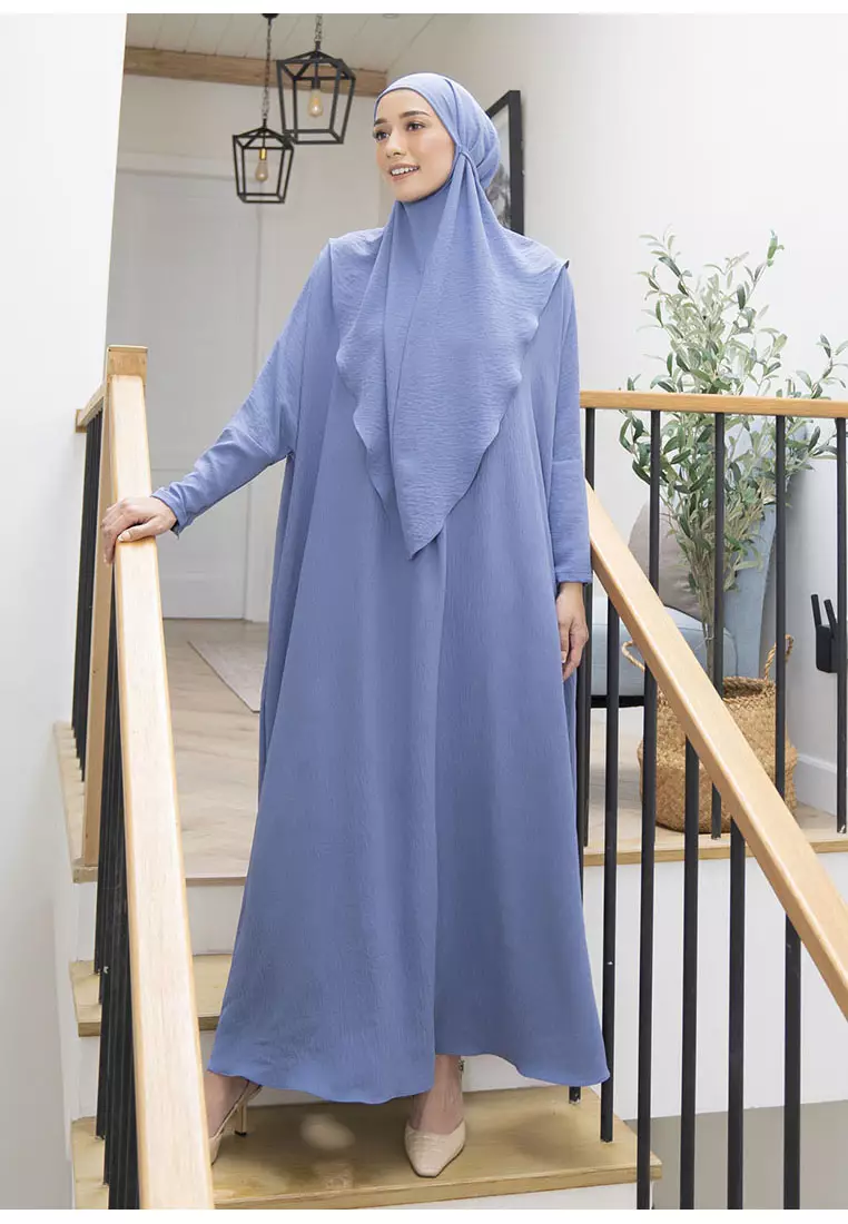Hafsha Abaya Set Steel Blue