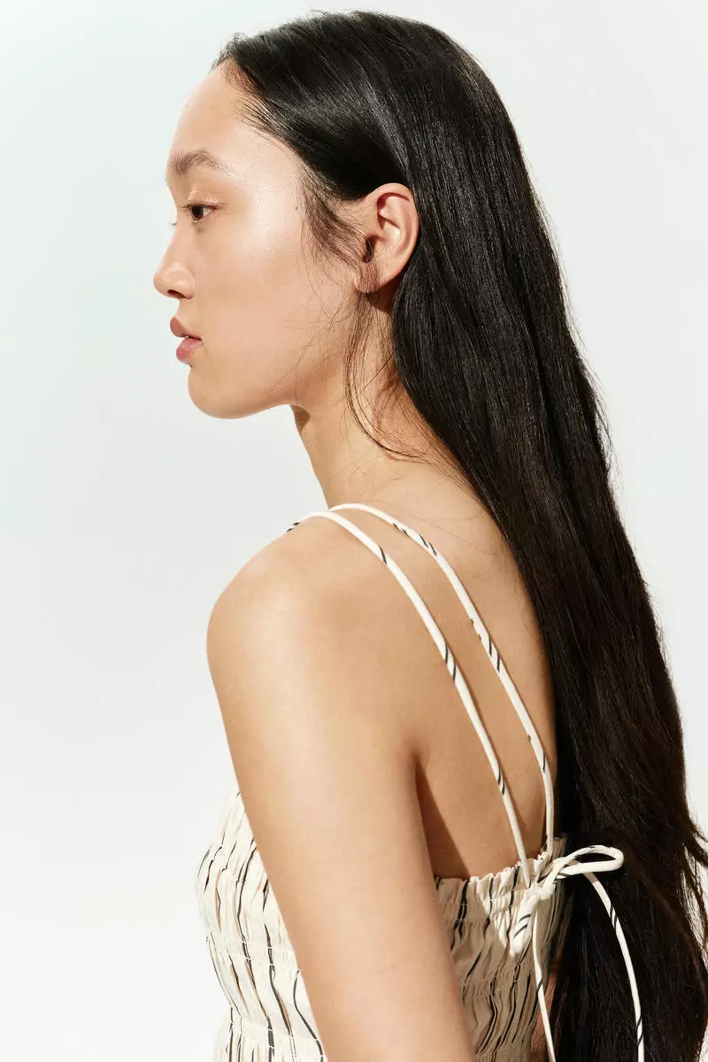 Smocked-bodice cotton dress