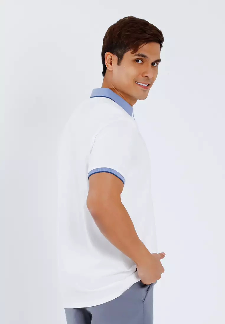 Forest Premium weight Cotton 210gsm Polo Tee Shirt Men Slim Fit Collar Tee | Baju T Shirt Lelaki - 24002-02White