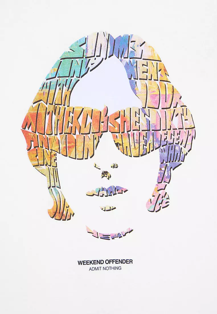 MENS WHITE KINKY AFRO GRAPHIC TEE