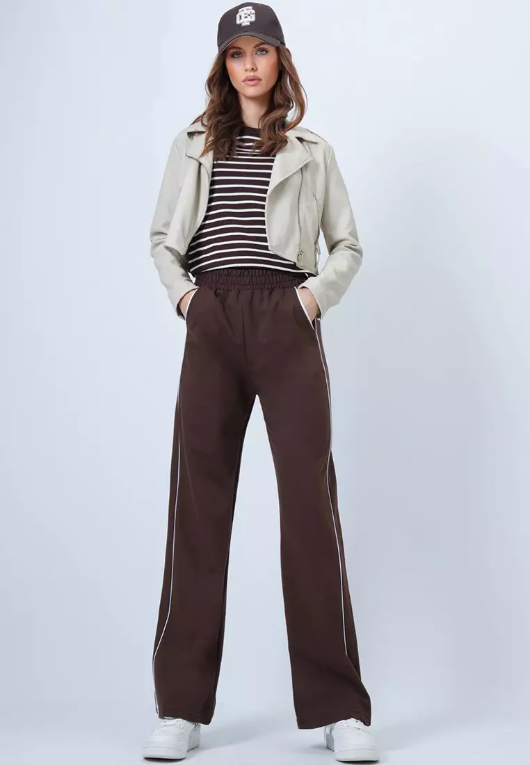 Piping Wide Legs Sweatpants