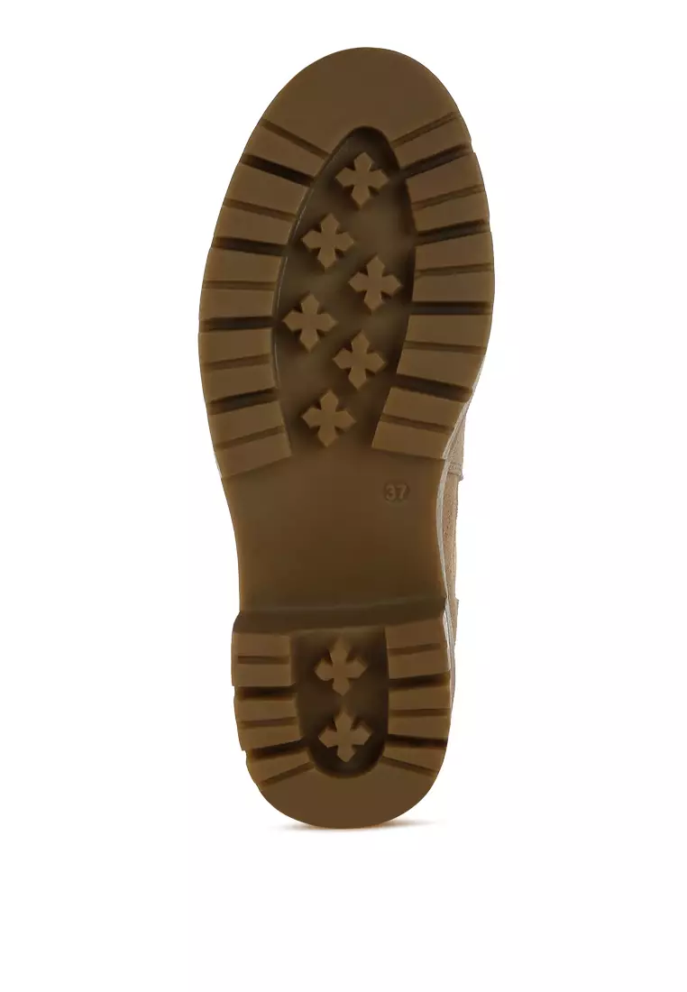 米色麂皮粗切爾西靴