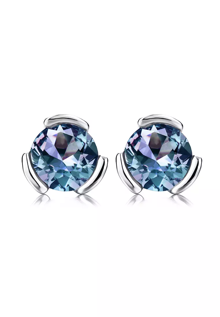 Alexandrite earrings white top gold