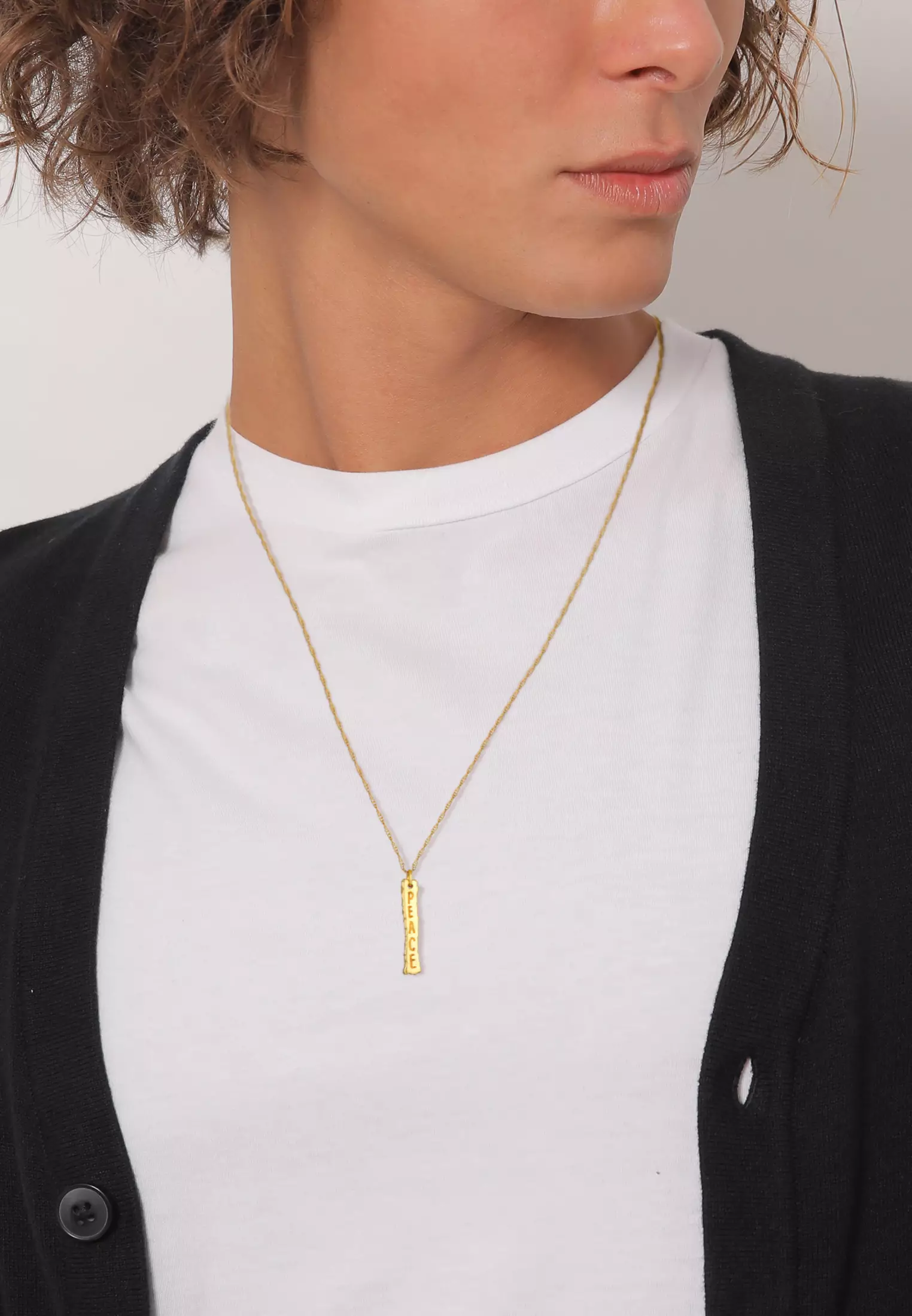 Necklace Men Peace Rod Pendant Peace gold plated