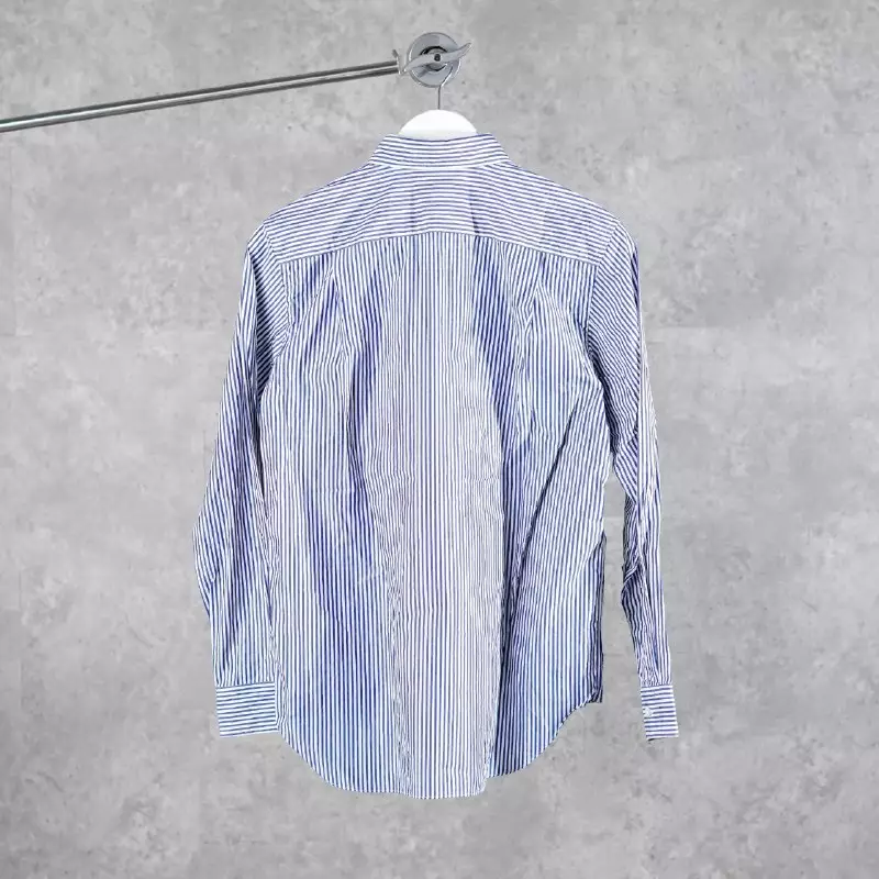 Kemeja CDG PLAY HEART BLACK STRIPE NAVY LONG SHIRT 100% ORIGINAL